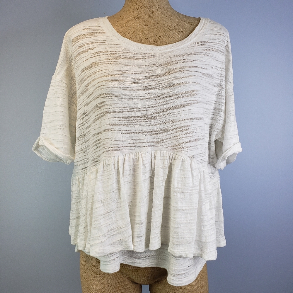 Anthropologie | Postage Ivory Top with Peplum Hem